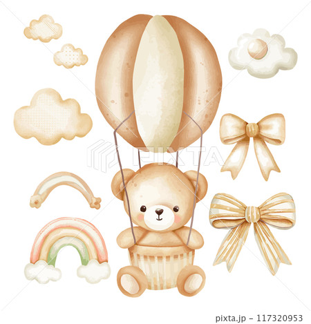 Whimsical Teddy Bear Adventure in the Sky Whimsical Teddy Bear Adventure in the Sky 117320953
