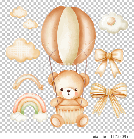 Whimsical Teddy Bear Adventure in the Sky Whimsical Teddy Bear Adventure in the Sky 117320953