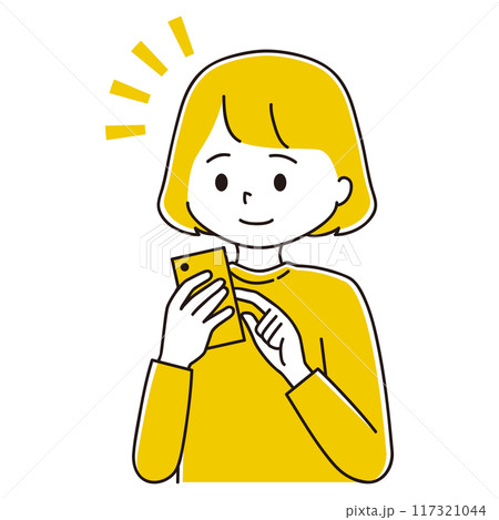 スマホをタップして気付く女性のイラスト 117321044