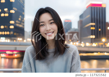 カフェで寛ぐ女性［AI生成画像］ 117321582