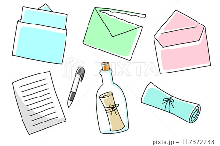ゆるめシンプル手紙セット1　ベタ塗り 117322233