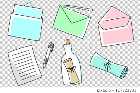 ゆるめシンプル手紙セット1　ベタ塗り 117322233