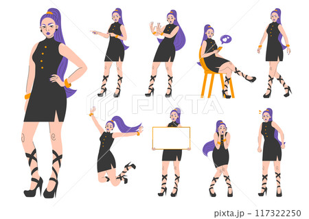 Beautiful woman in different poses set 117322250