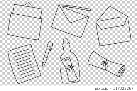 ゆるめシンプル手紙セット1 線画 ゆるめシンプル手紙セット1 線画 117322267