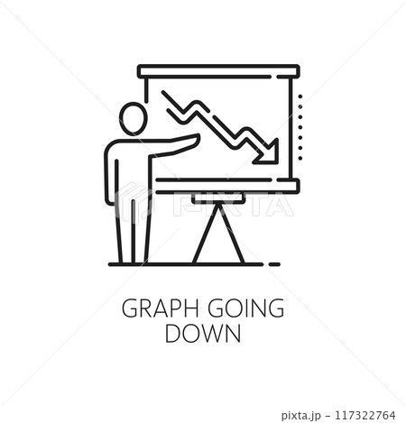 Economic crisis line icon of graph going down, economy downturn and bankruptcy vector symbol. Stock exchange or economical index decrease linear icon of financial crisis and global economy recession Economic crisis line icon of graph going down, economy downturn and bankruptcy vector symbol. Stock exchange or economical index decrease linear icon of financial crisis and global economy recession 117322764