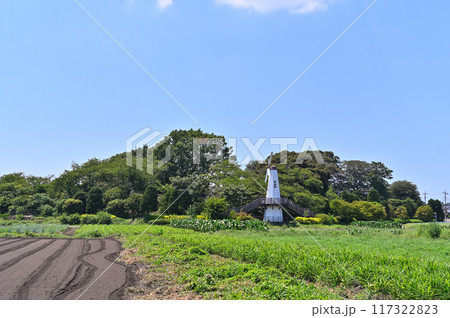 爽やかな青空とさいたま市　見沼田んぼの・車のある風景　見晴公園　（埼玉県・さいたま市） 117322823