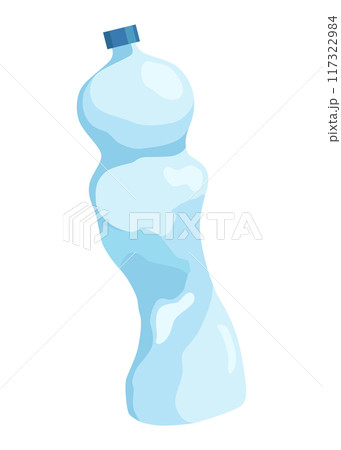 Crumpled bottle icon. Broken plastic bottle, empty plastic container, recyclable garbage eco concept. Recycling waste element. Vector isolated illustration Crumpled bottle icon. Broken plastic bottle, empty plastic container, recyclable garbage eco concept. Recycling waste element. Vector isolated illustration 117322984