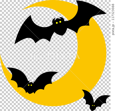 Halloween flying bats and moon 117323088