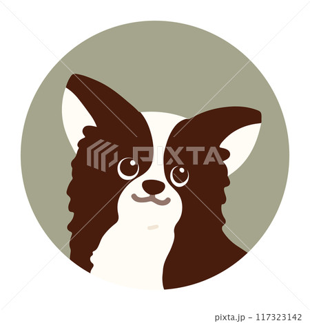 シンプルで可愛いチワワの丸いアイコンイラスト シンプルで可愛いチワワの丸いアイコンイラスト 117323142