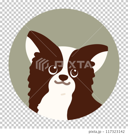 シンプルで可愛いチワワの丸いアイコンイラスト シンプルで可愛いチワワの丸いアイコンイラスト 117323142