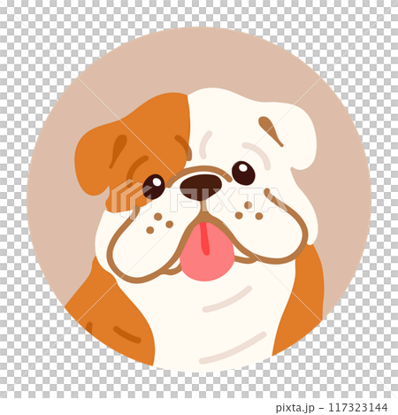 簡單可愛的鬥牛犬圓形圖示說明 117323144