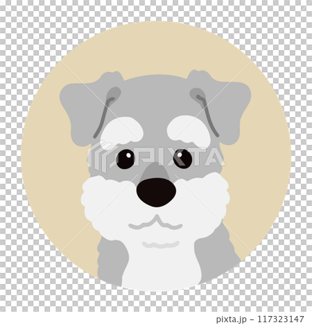 Simple and cute miniature schnauzer round icon illustration 117323147