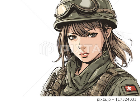女性兵士の透過イラスト 117324033