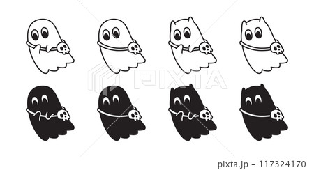 Ghost spooky vector icon Halloween skull bag logo devil cartoon character symbol illustration doodle design clip art Ghost spooky vector icon Halloween skull bag logo devil cartoon character symbol illustration doodle design clip art 117324170