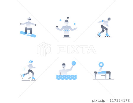 Summer and winter sports - flat design style icons set Summer and winter sports - flat design style icons set 117324178