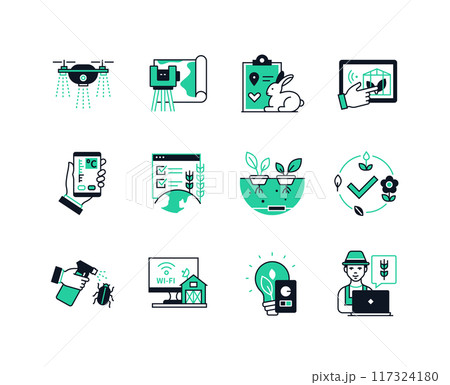 Smart Farm - line design style icons set Smart Farm - line design style icons set 117324180