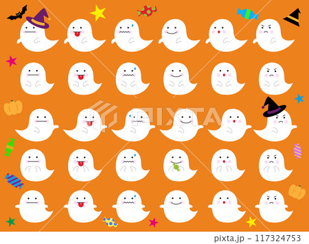 ハロウィンに最適！かわいい表情のおばけ達その2 117324753