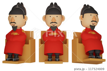 3D graphics of King Sejong the Great character sitting on the throne 117324809