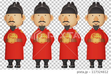 3D graphics of King Sejong the Great character with his back turned 117324812