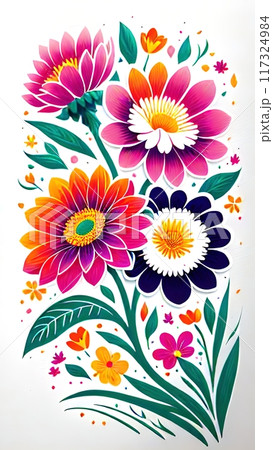 The image of a digital illustration of stylized flowers: The image of a digital illustration of stylized flowers: 117324984