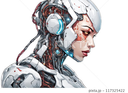 サイボーグ化した女性のイラスト(透過png) サイボーグ化した女性のイラスト(透過png) 117325422
