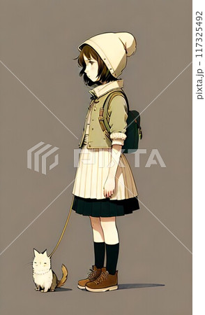 犬の散歩をする女性 117325492
