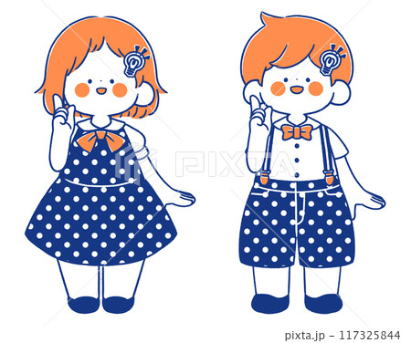 ひらめく男の子と女の子 117325844