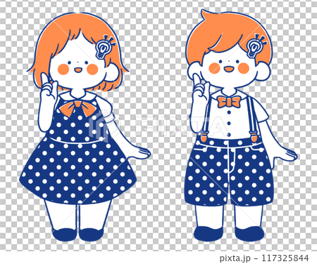 ひらめく男の子と女の子 117325844