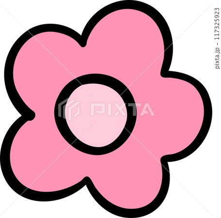 Retro doodle flower pink 117325923