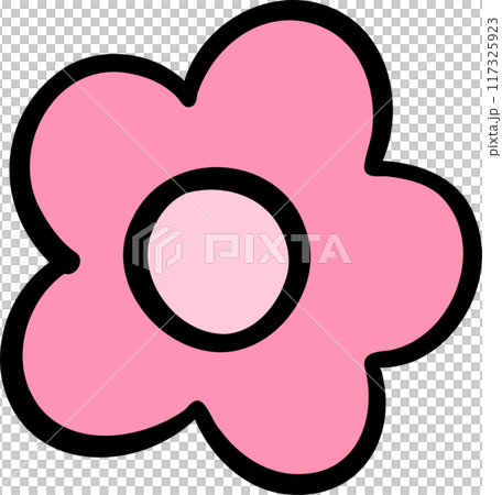 Retro doodle flower pink 117325923