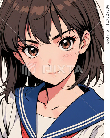 セーラー服を着たレトロかわいい女の子 セーラー服を着たレトロかわいい女の子 117325996