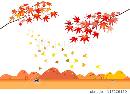 紅葉とイチョウ　ベクターイラスト 117326180