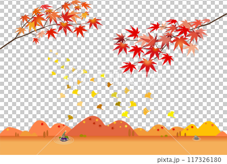 紅葉とイチョウ　ベクターイラスト 117326180