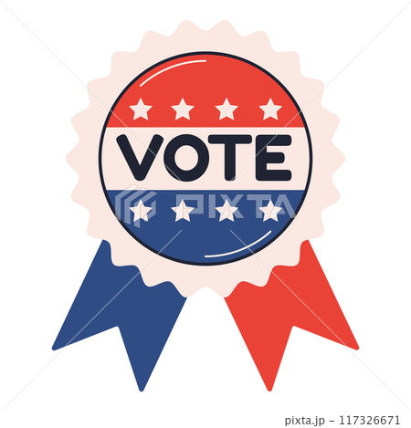Voting Badge. Element of elections. Democracy vote concept. Element for print, banner, card, brochure or logo. Voting Badge. Element of elections. Democracy vote concept. Element for print, banner, card, brochure or logo. 117326671