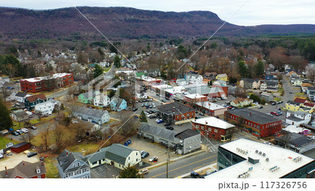 Aerial scene of Easthampton, Massachusetts, United States in morning 117326756