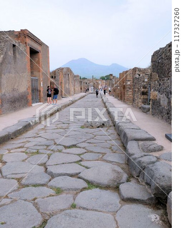 ポンペイ遺跡 石畳の道 (イタリア) ポンペイ遺跡 石畳の道 (イタリア) 117327260