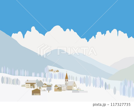 サンタ・マッダレーナ　santa maddalena　ドロミーティ　dolomiti　イタリア　冬 117327735