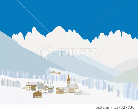 サンタ・マッダレーナ　santa maddalena　ドロミーティ　dolomiti　イタリア　冬 117327736