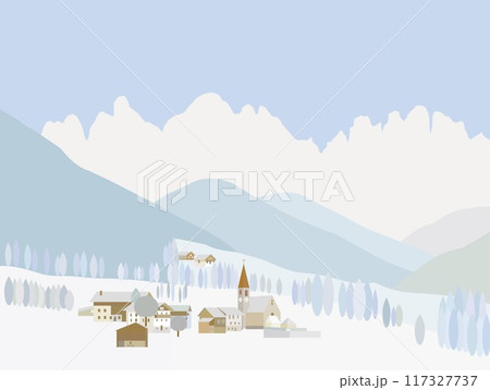 サンタ・マッダレーナ　santa maddalena　ドロミーティ　dolomiti　イタリア　冬 117327737