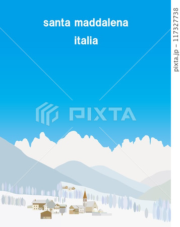 サンタ・マッダレーナ　santa maddalena　ドロミーティ　dolomiti　イタリア　冬 117327738