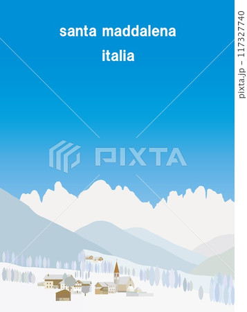 サンタ・マッダレーナ　santa maddalena　ドロミーティ　dolomiti　イタリア　冬 117327740