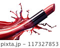 Red lipstick splashing with liquid makeup on transparent background Red lipstick splashing with liquid makeup on transparent background 117327853