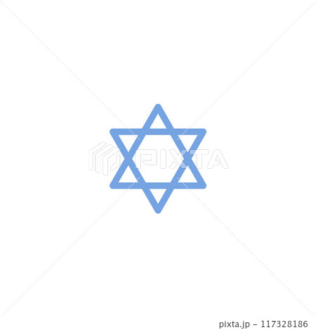 A badge with a six-pointed star in blue, emphasizing the Jewish tradition A badge with a six-pointed star in blue, emphasizing the Jewish tradition 117328186