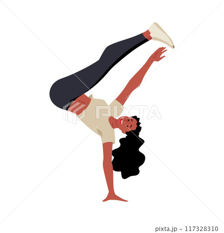 Street breakdance dancer on isolated background. Flat style. 117328310