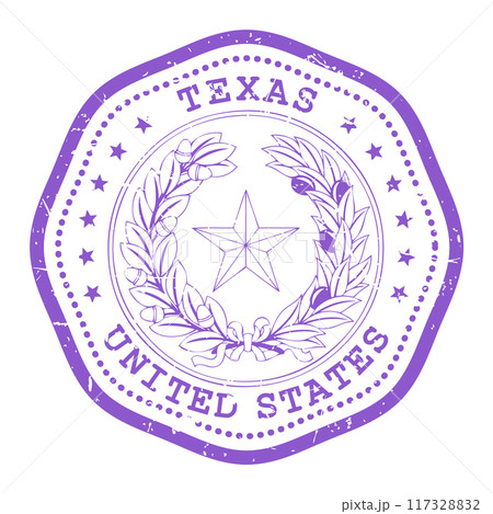 Texas state stamp with seal, USA travel stamp, shabby postmark of Texas, vector 117328832