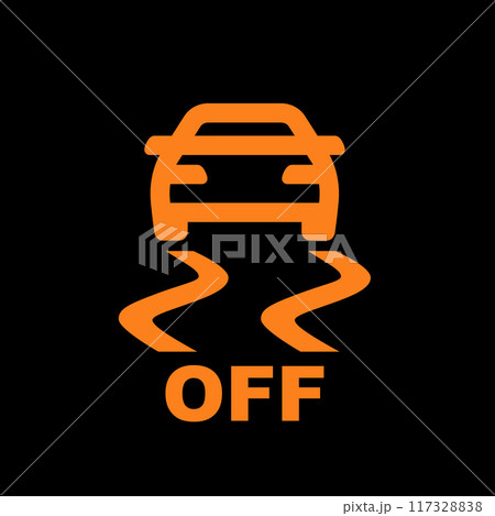 Traction control stability system off, car dashboard light, TCS indicator icon, vector 117328838