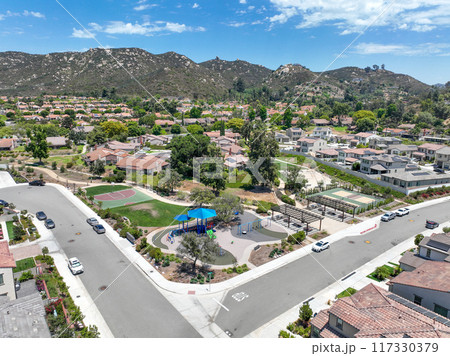Aerial view of big houses community in Escondido, California Aerial view of big houses community in Escondido, California 117330379