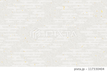 シームレスな和柄和紙に金箔のパターン。工霞。 シームレスな和柄和紙に金箔のパターン。工霞。 117330404
