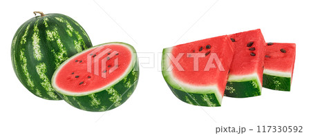 half of watermelon isolated on white background with full depth of field 117330592