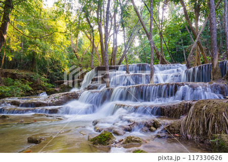 wonder Waterfall in deep rain forest jungle (Huay Mae Kamin Waterfall National Park in Kanchanaburi Province, Thailand) wonder Waterfall in deep rain forest jungle (Huay Mae Kamin Waterfall National Park in Kanchanaburi Province, Thailand) 117330626